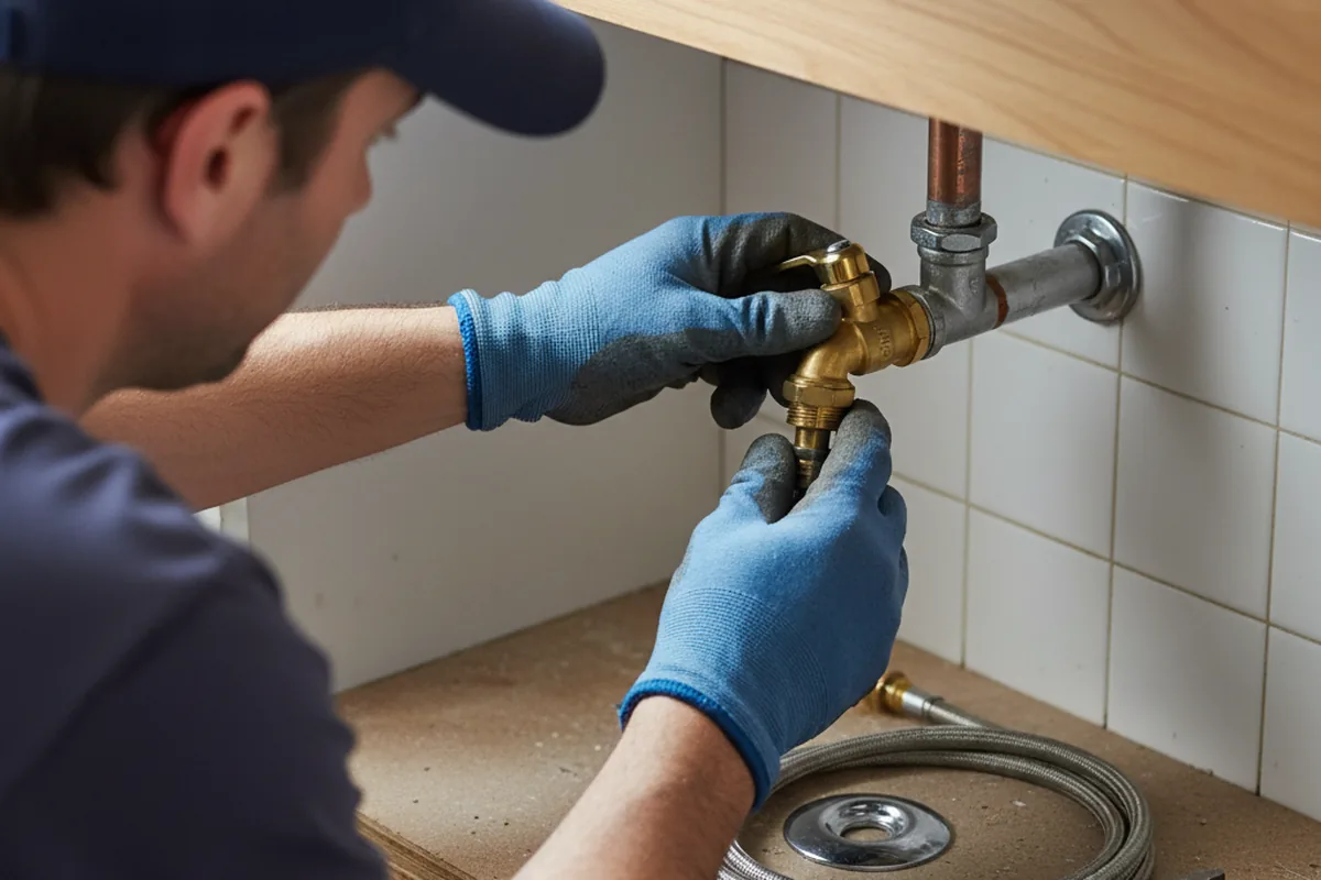 Shutoff valve and fitting work during Burst Pipe Repair in Sussex
